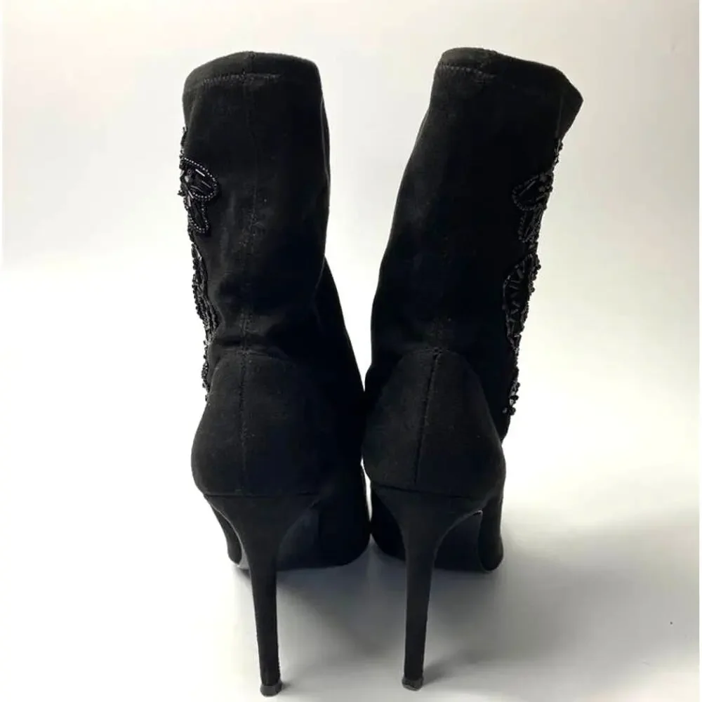 Women's Nina Dorella Pointed Toe Stiletto Heel Ankle Beaded Dress Boots 7 M
